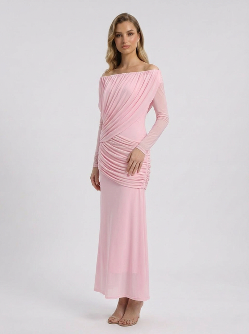 Lucienne Off Maxi Dress in Pink
