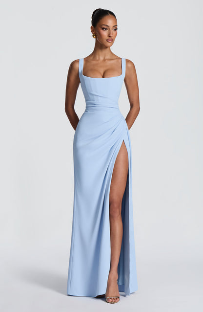 Women square neck maxi dress, side view