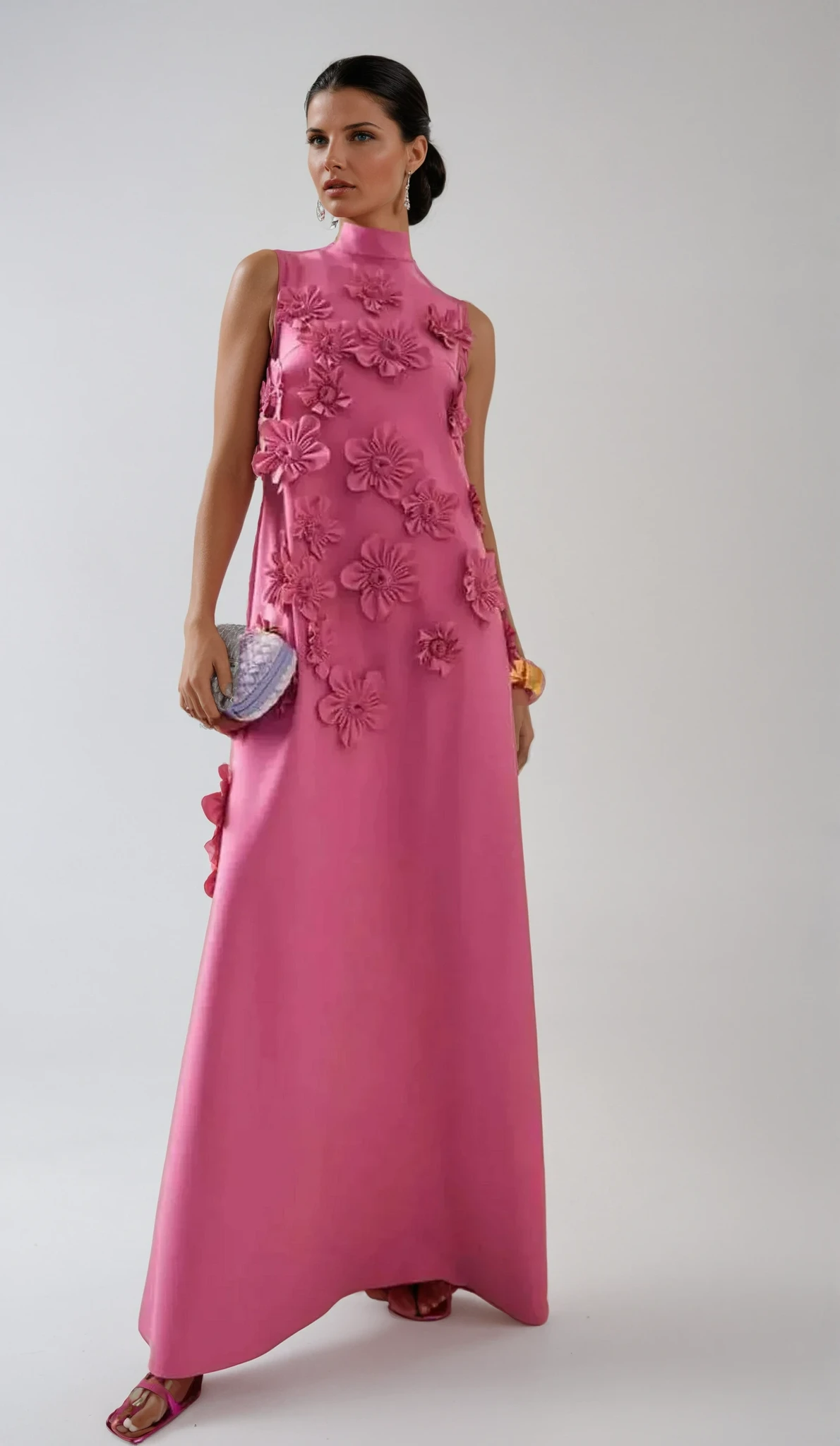 Lucy Applique Maxi Dress in Pink
