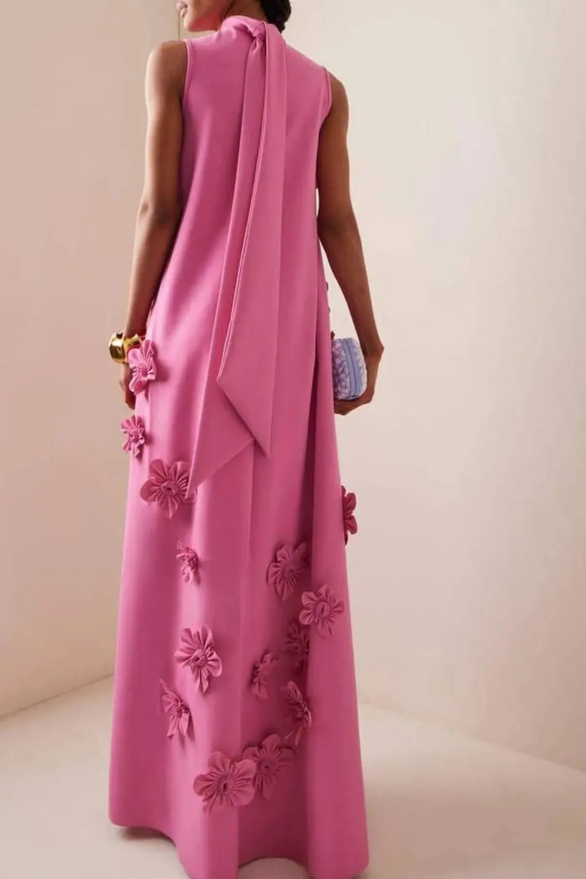 Lucy Applique Maxi Dress in Pink