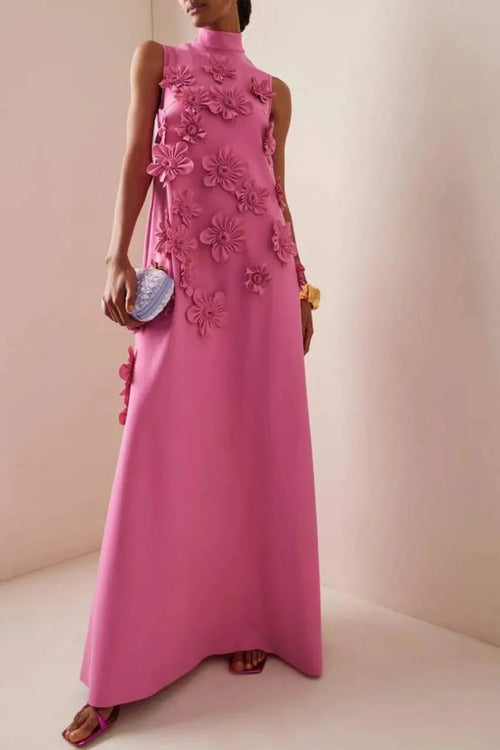 Lucy Applique Maxi Dress in Pink