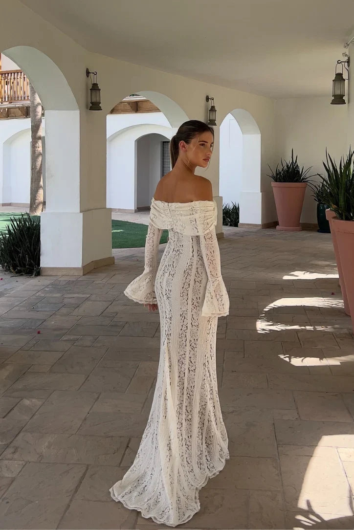 Lucy Lace Maxi Dress in White