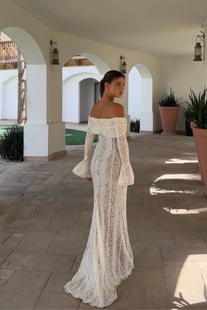 Lucy Lace Maxi Dress in White