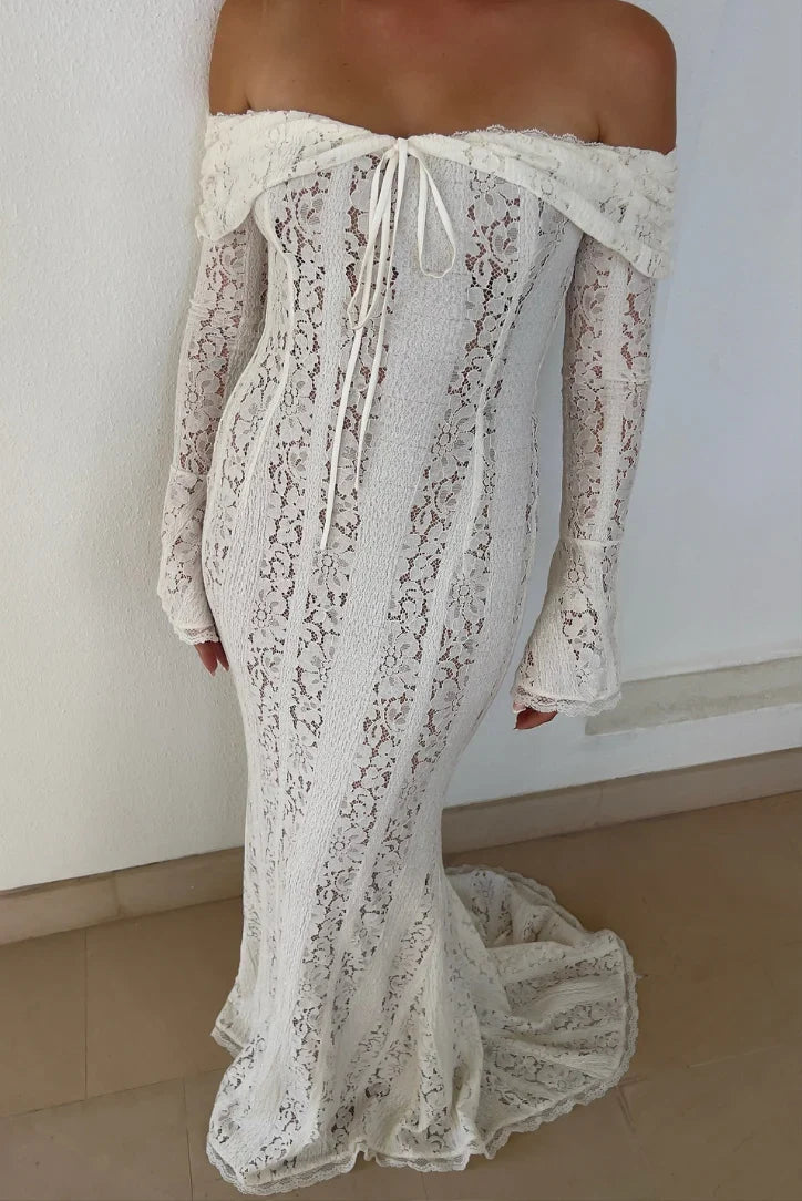Lucy Lace Maxi Dress in White