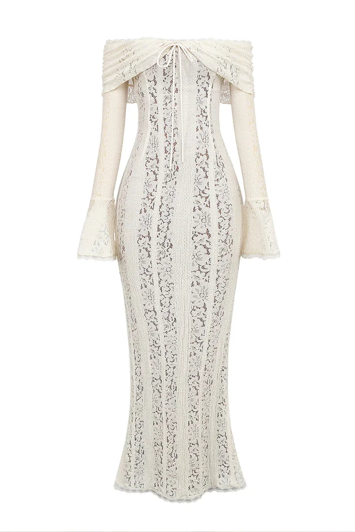 Lucy Lace Maxi Dress in White