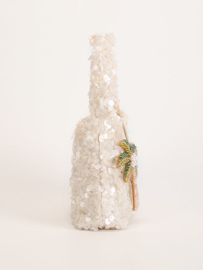 Lucy Sequin Shoulder Bag in White