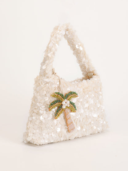 Lucy Sequin Shoulder Bag in White