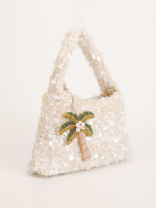Lucy Sequin Shoulder Bag in White