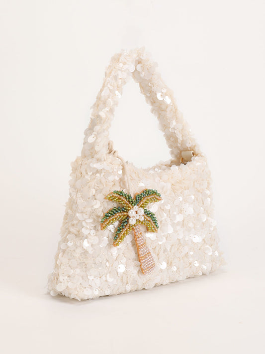 Lucy Sequin Shoulder Bag in White