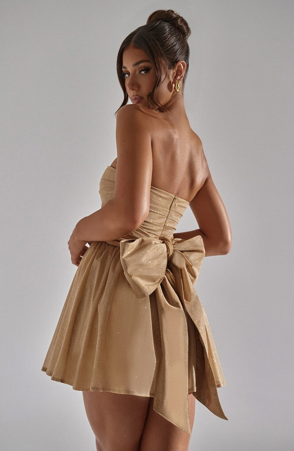 Madeline Strapless Mini Dress in Gold