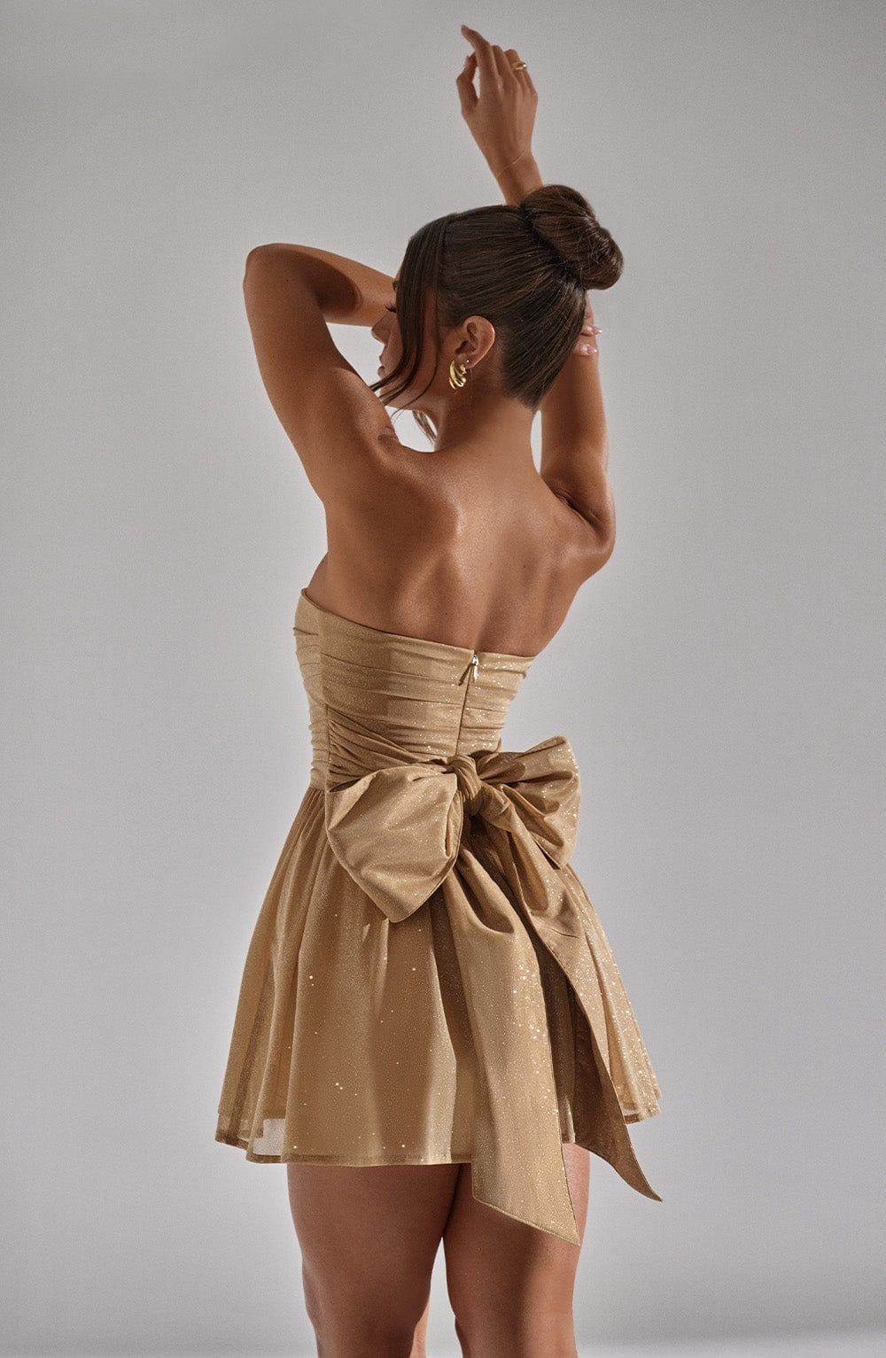 Madeline Strapless Mini Dress in Gold
