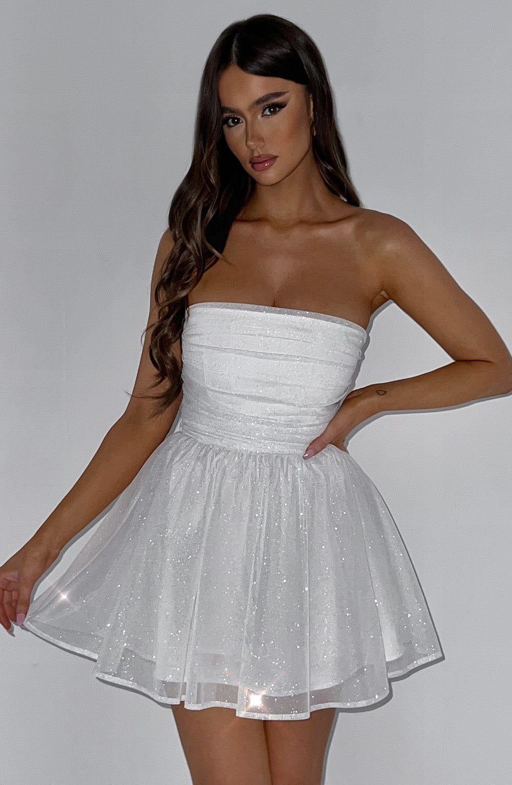 Madeline Strapless Mini Dress in Gold