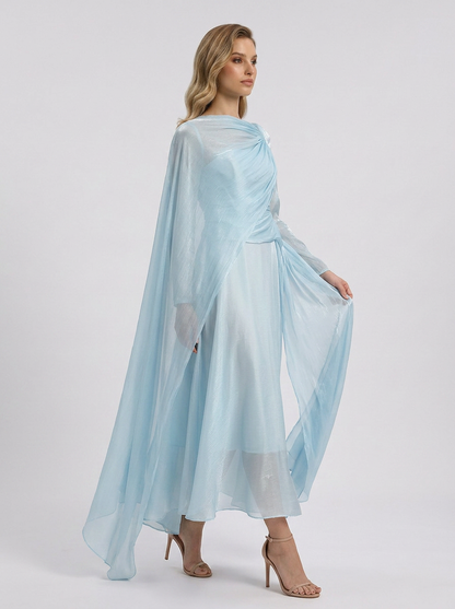 Madelyn Draped Maxi Dress in Blue