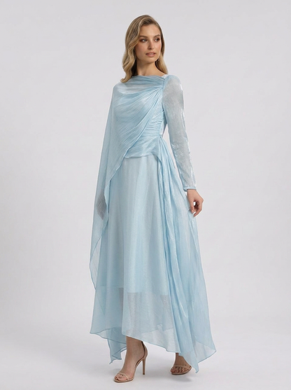 Madelyn Draped Maxi Dress in Blue