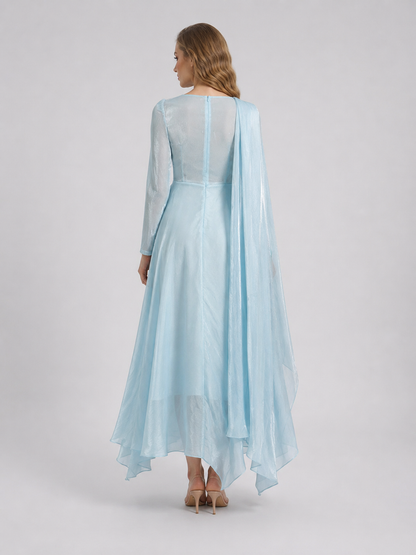 Madelyn Draped Maxi Dress in Blue
