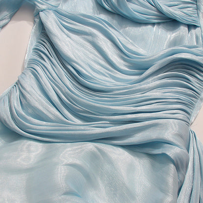 Madelyn Draped Maxi Dress in Blue