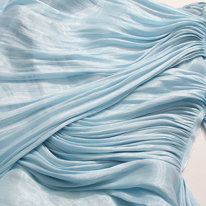 Madelyn Draped Maxi Dress in Blue