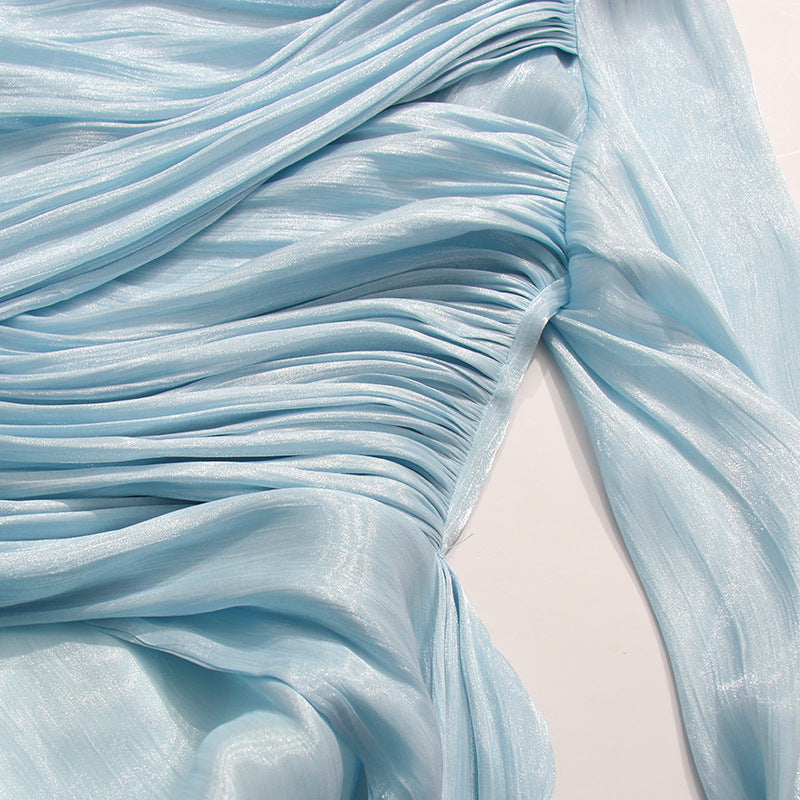 Madelyn Draped Maxi Dress in Blue