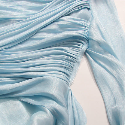 Madelyn Draped Maxi Dress in Blue