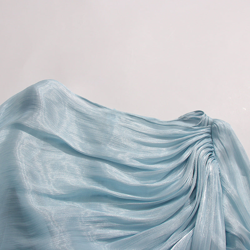 Madelyn Draped Maxi Dress in Blue
