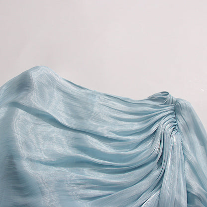 Madelyn Draped Maxi Dress in Blue
