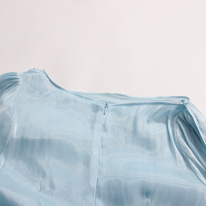 Madelyn Draped Maxi Dress in Blue