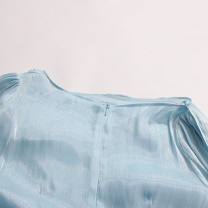 Madelyn Draped Maxi Dress in Blue