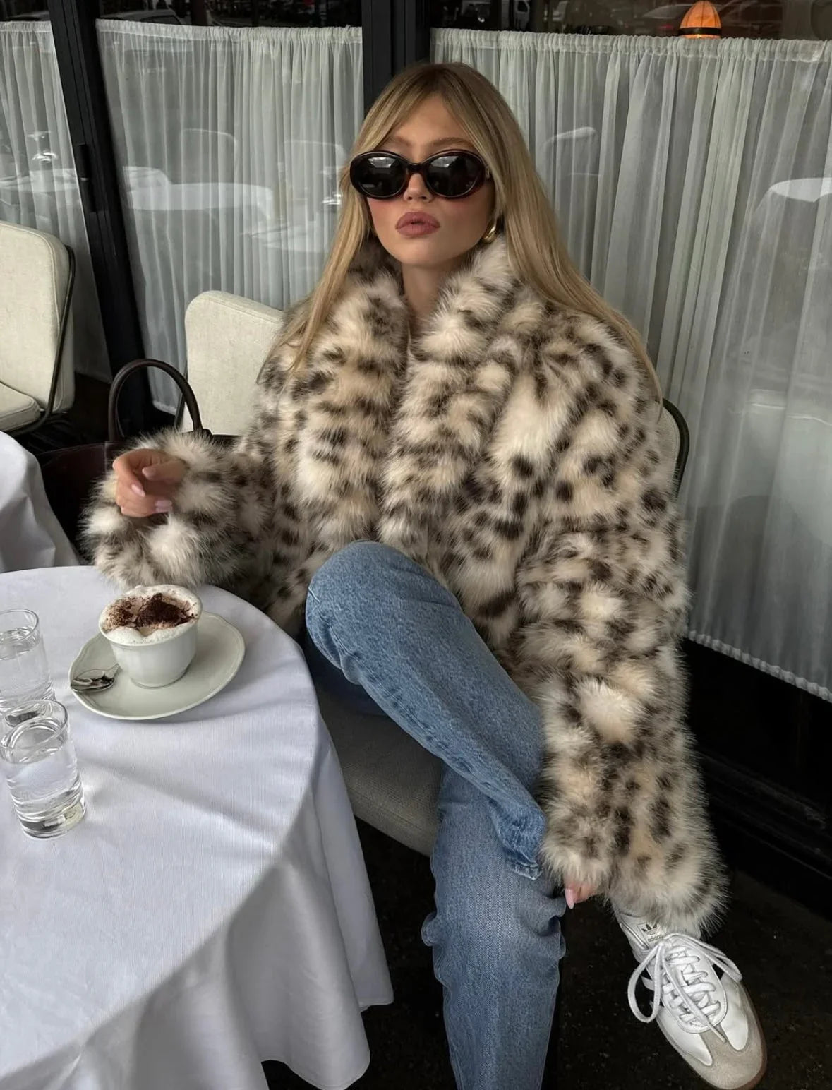 Madison Oversized Faux Coat in Multicolor