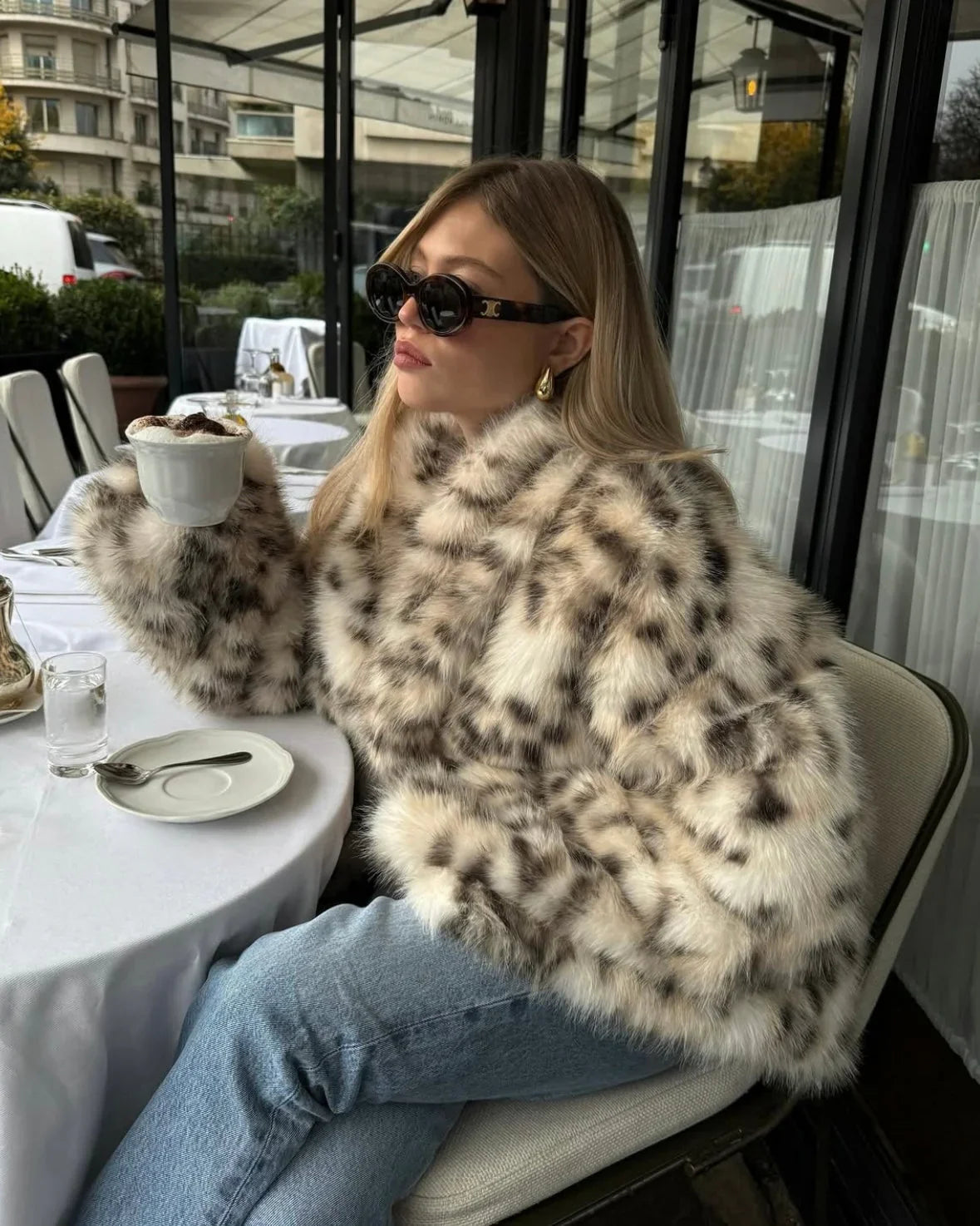 Madison Oversized Faux Coat in Multicolor