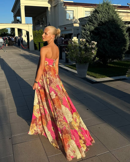 Maelynn Strapless Maxi Dress in Multicolor