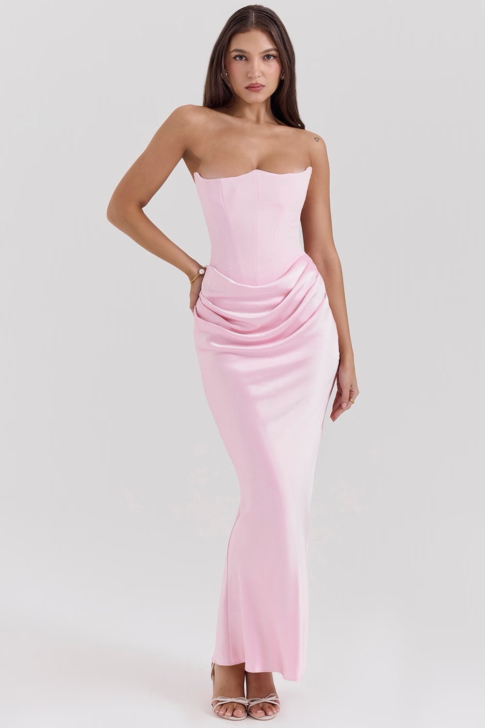 Maisy Strapless Maxi Dress in Pink