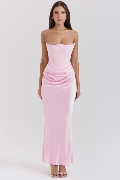 Maisy Strapless Maxi Dress in Pink