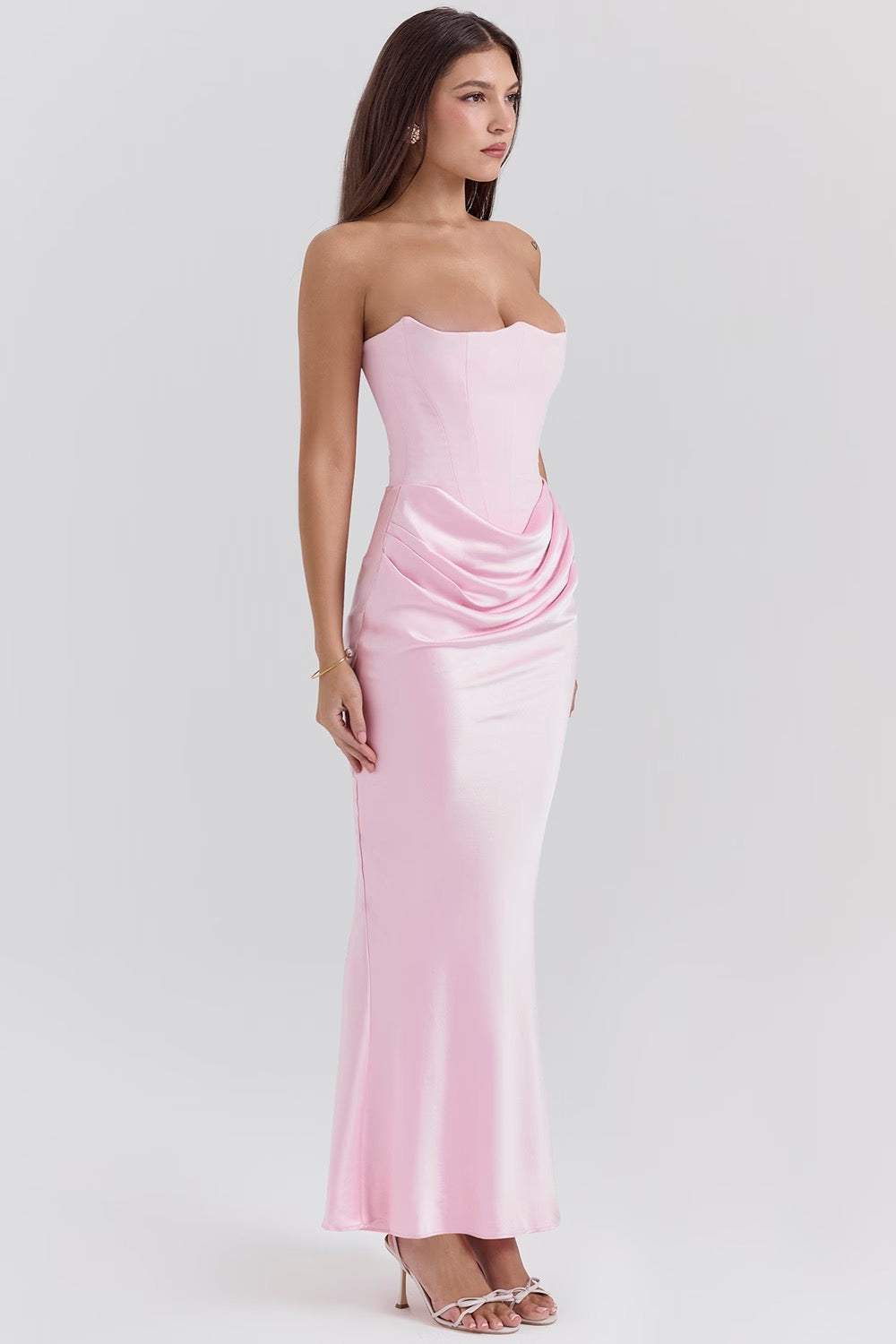 Maisy Strapless Maxi Dress in Pink