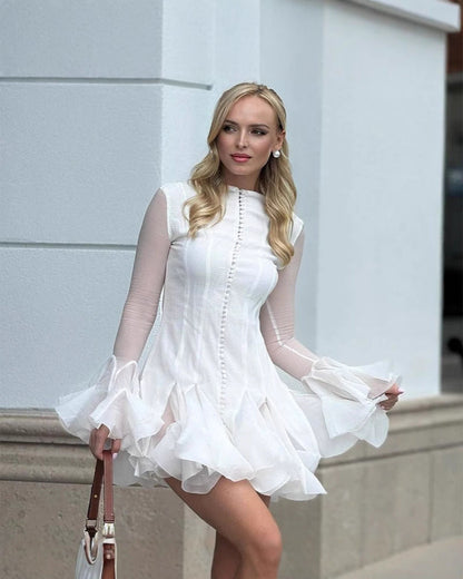 Mandy Ruched Mini Dress in White