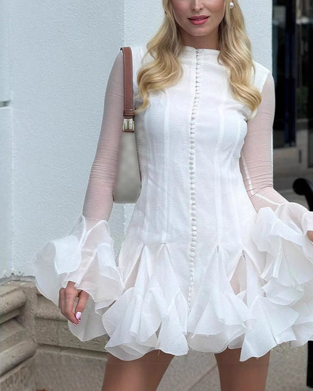 Mandy Ruched Mini Dress in White