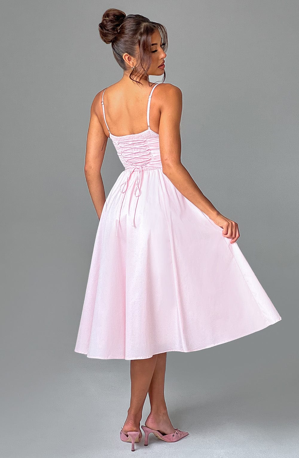 Women corset midi dress, back view