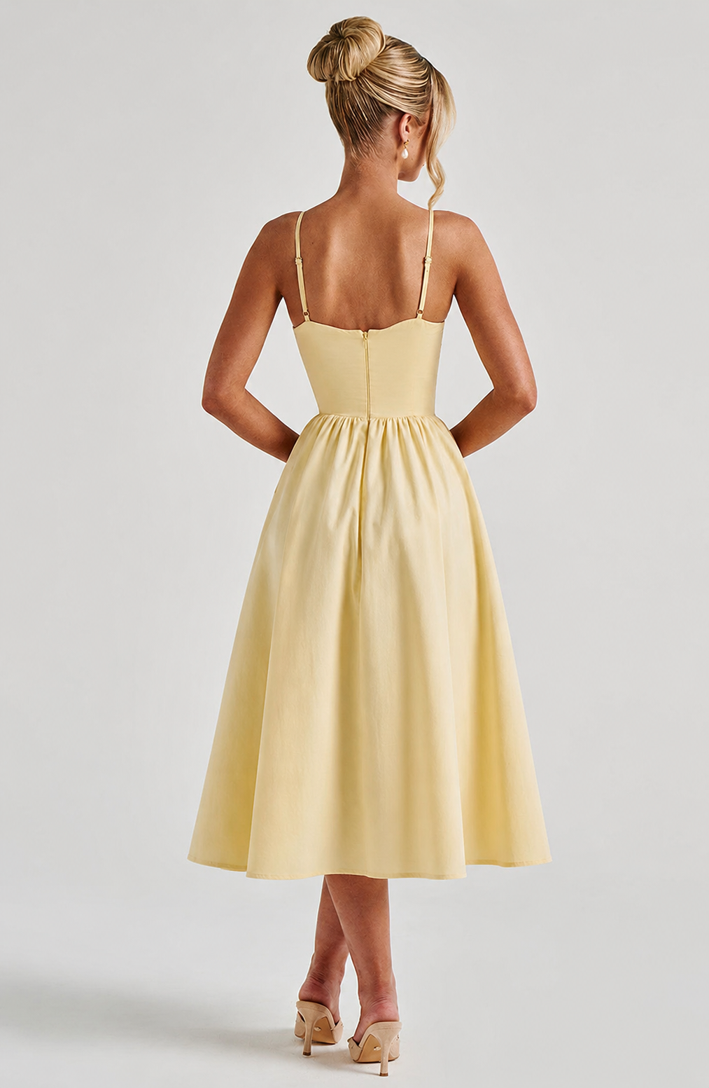 Women corset midi dress, detail close-up