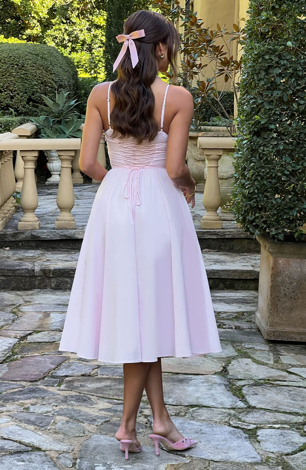 Women corset midi dress, front view