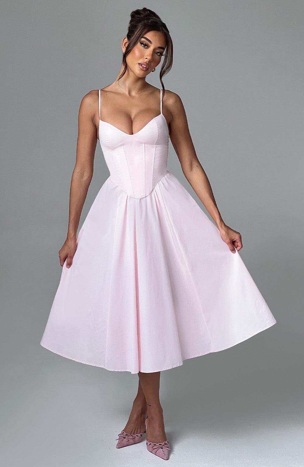 Women corset midi dress, front view