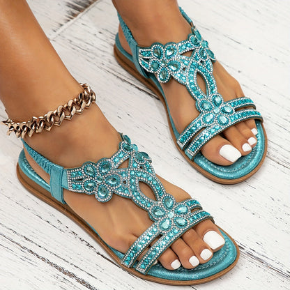 Margot Embellished Boho Sandals in Blue