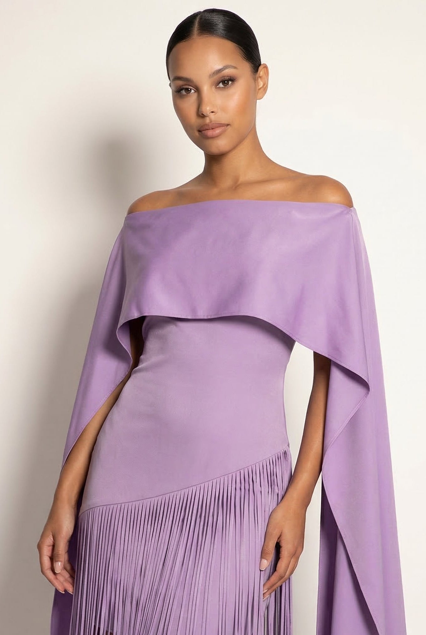 Mariah Sleeve Fringe Cape in Yellow