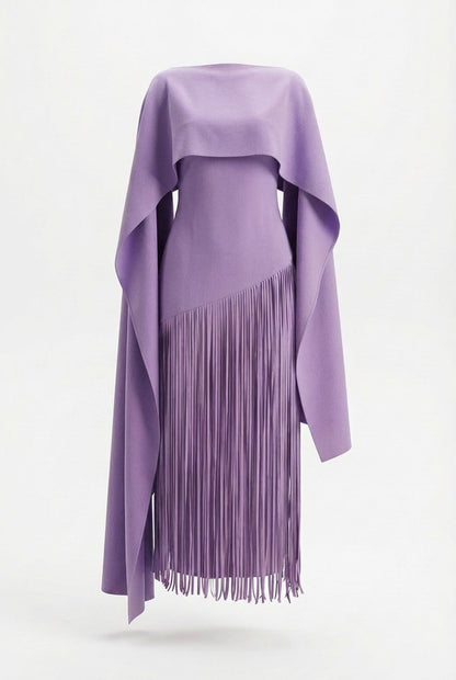 Mariah Sleeve Fringe Cape in Yellow