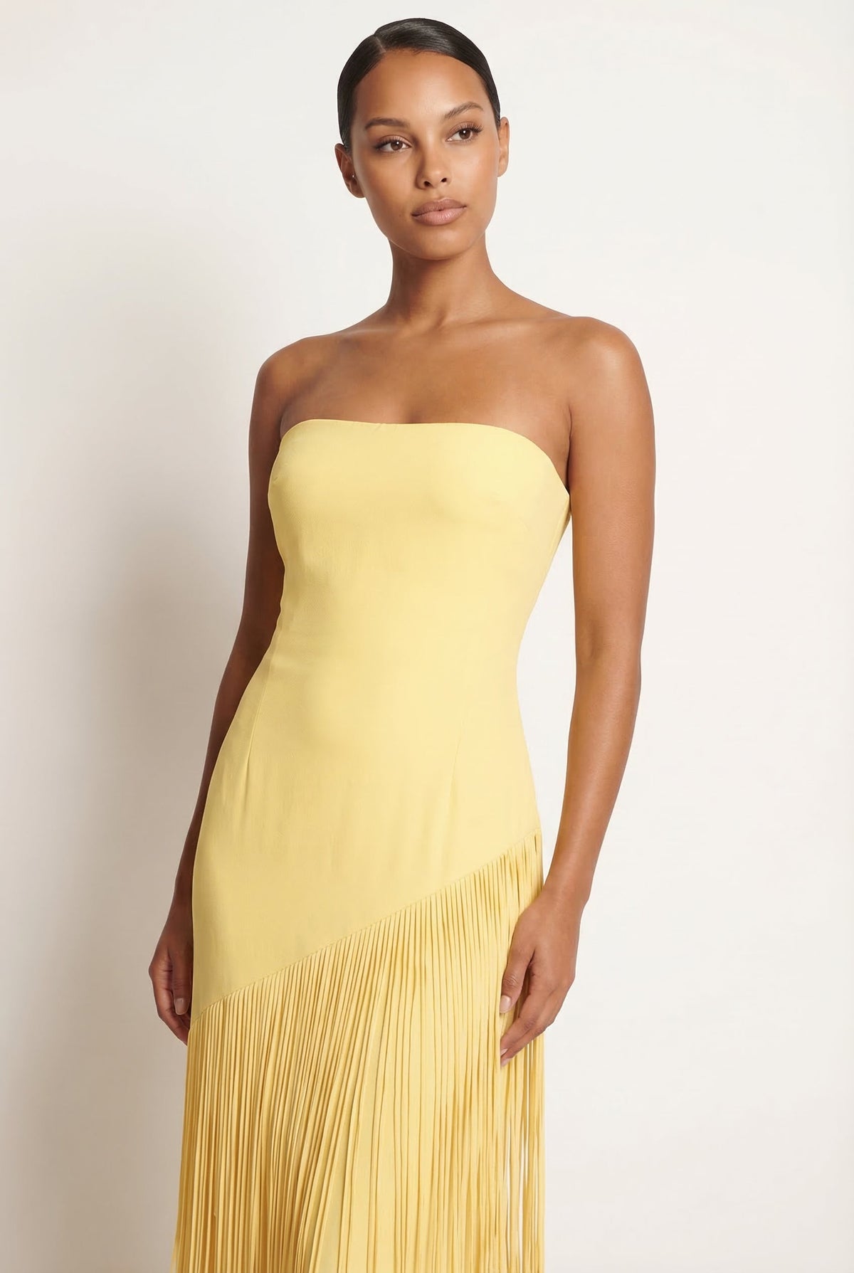 Mariah Sleeve Fringe Cape in Yellow