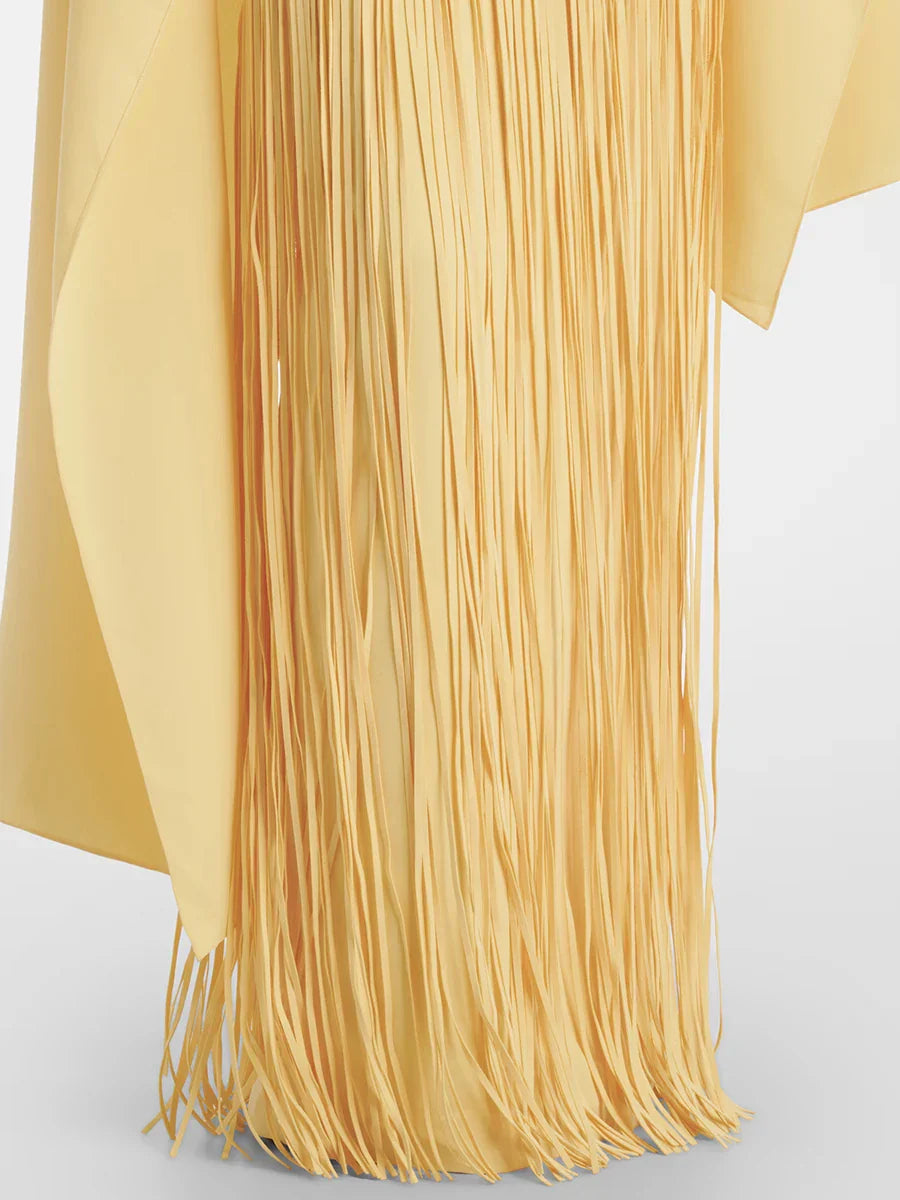 Mariah Sleeve Fringe Cape in Yellow