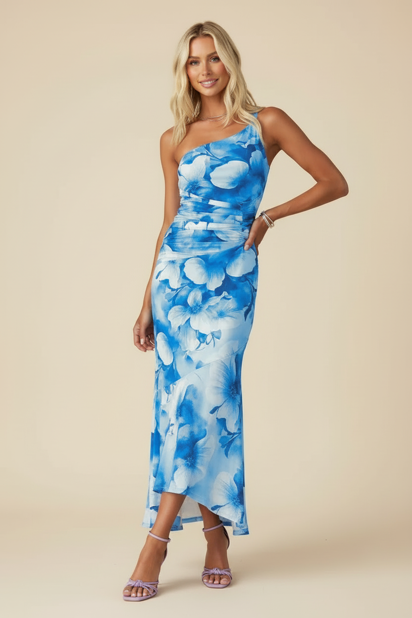 Marissa One-Shoulder Maxi Dress in Purple
