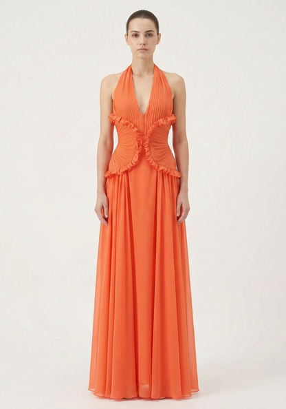 Marlowe Halter Maxi Dress in Orange