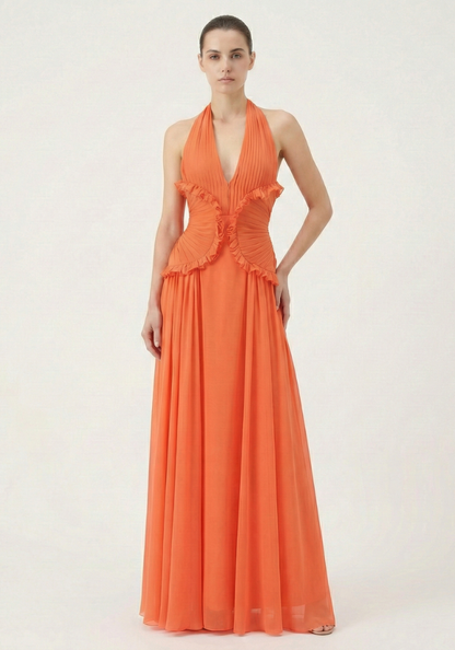 Marlowe Halter Maxi Dress in Orange