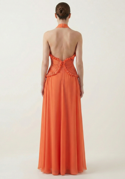 Marlowe Halter Maxi Dress in Orange