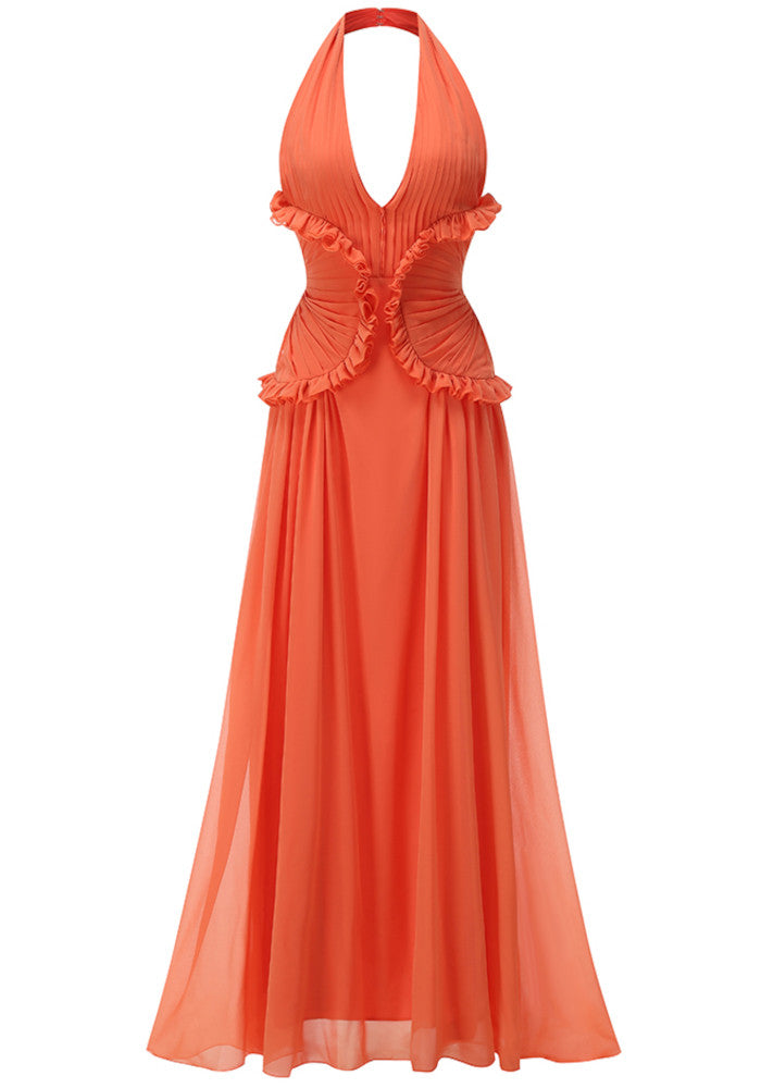 Marlowe Halter Maxi Dress in Orange