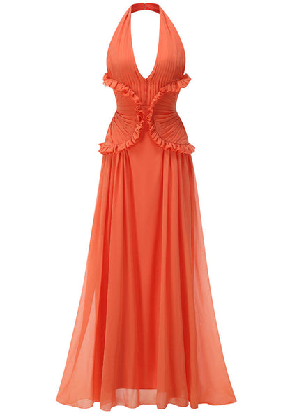 Marlowe Halter Maxi Dress in Orange